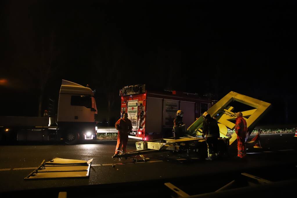 Auto botst tegen pijlwagen