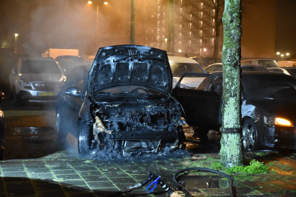 Auto volledig uitgebrand op parkeerplaats