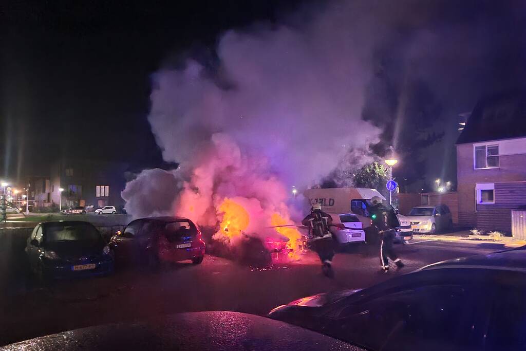 Twee auto's volledig uitgebrand