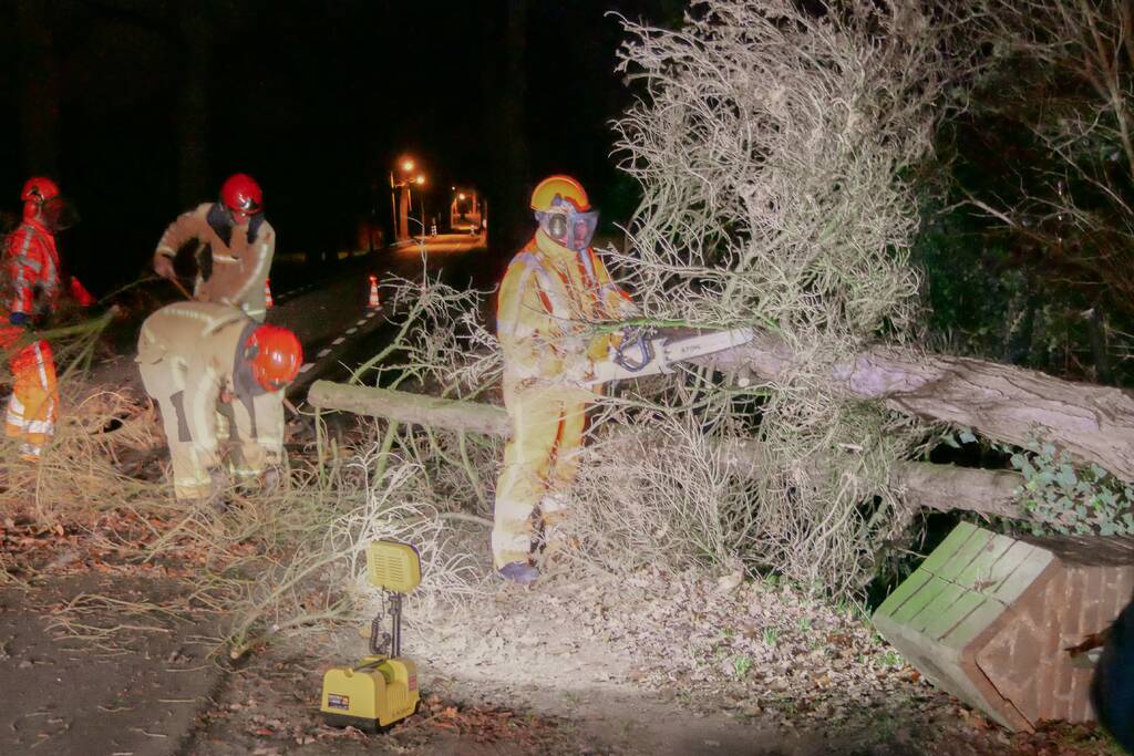 Omgewaaide boom blokkeert doorgaande weg