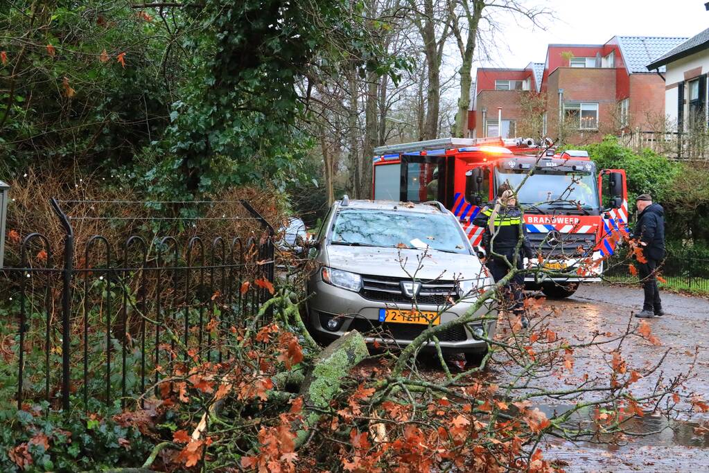Enorme tak valt op dak van auto