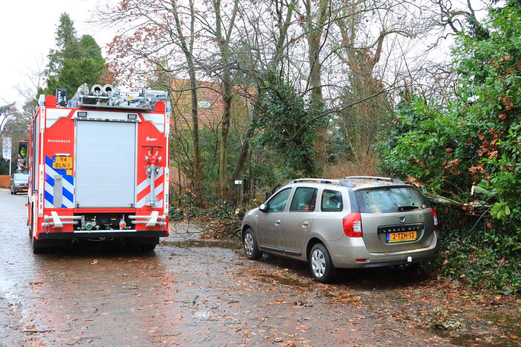 Enorme tak valt op dak van auto