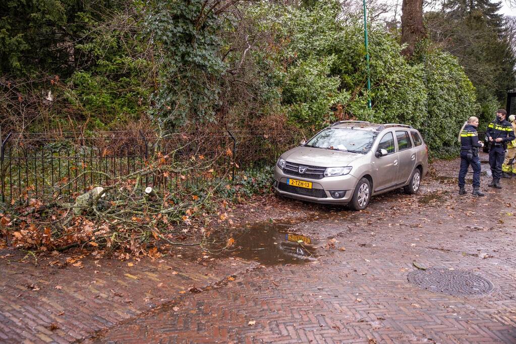 Enorme tak valt op dak van auto