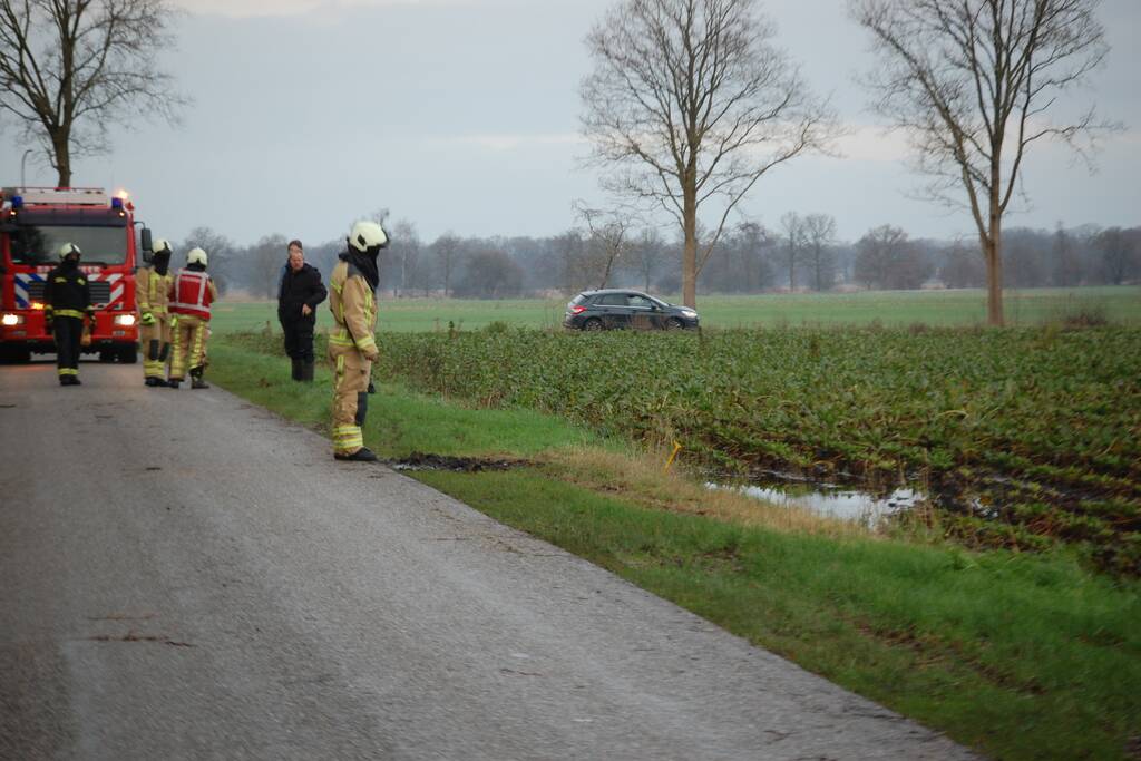 Mogelijke gaslekkage in berm langs weg