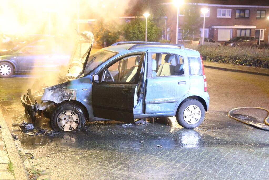 Geparkeerde auto in lichterlaaie