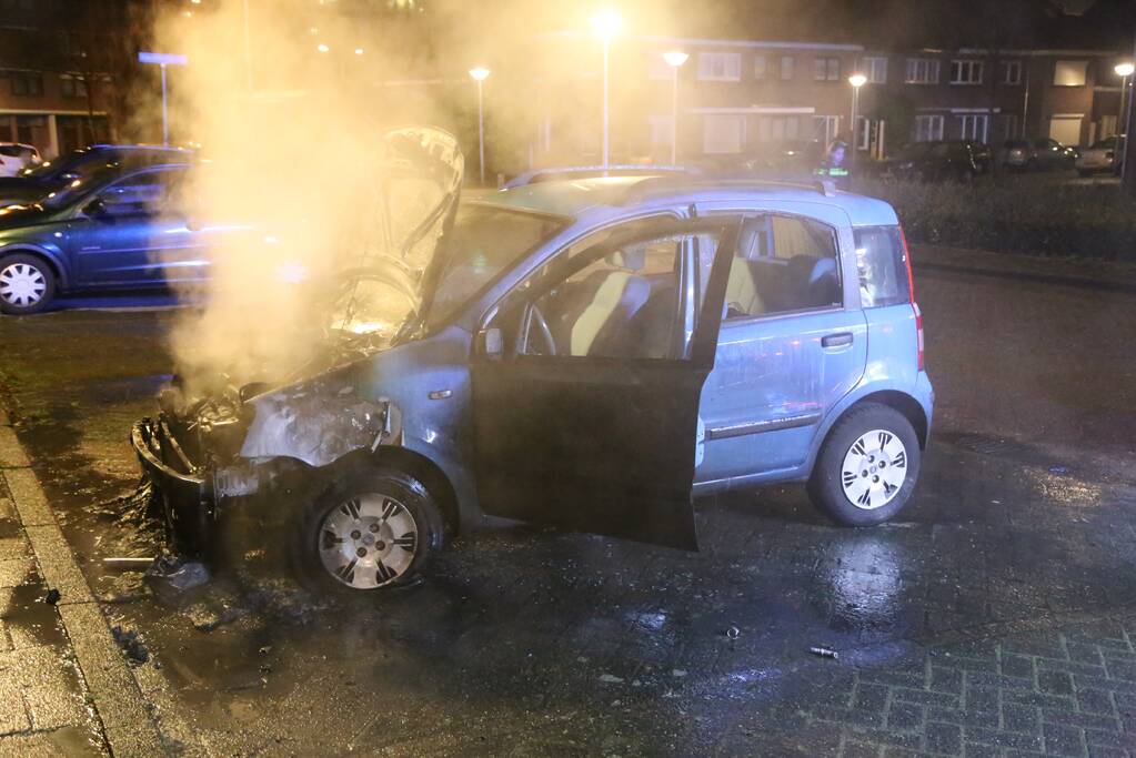 Geparkeerde auto in lichterlaaie