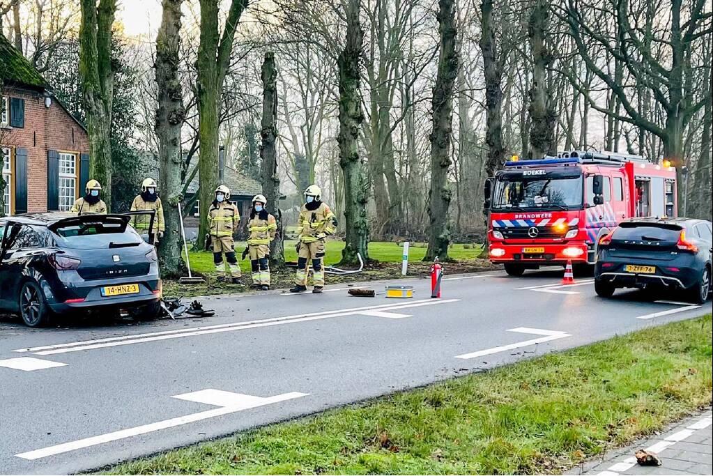 Auto botst frontaal op boom