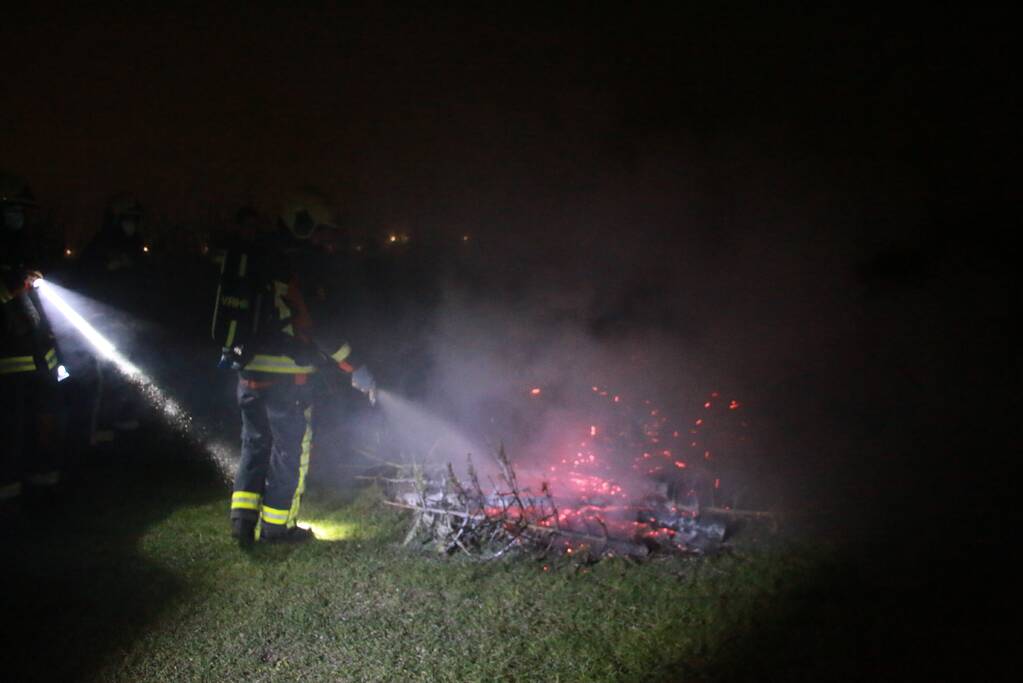 Meerdere kerstbomen in brand gestoken