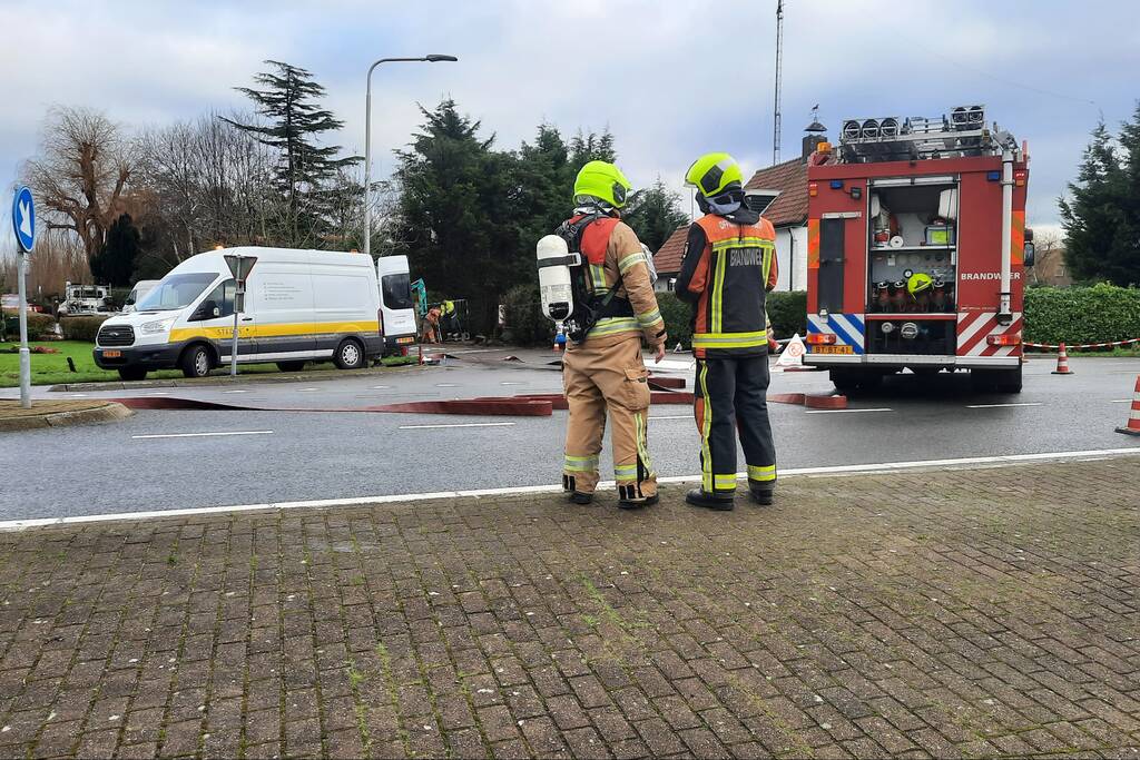 Straat afgezet door gaslek