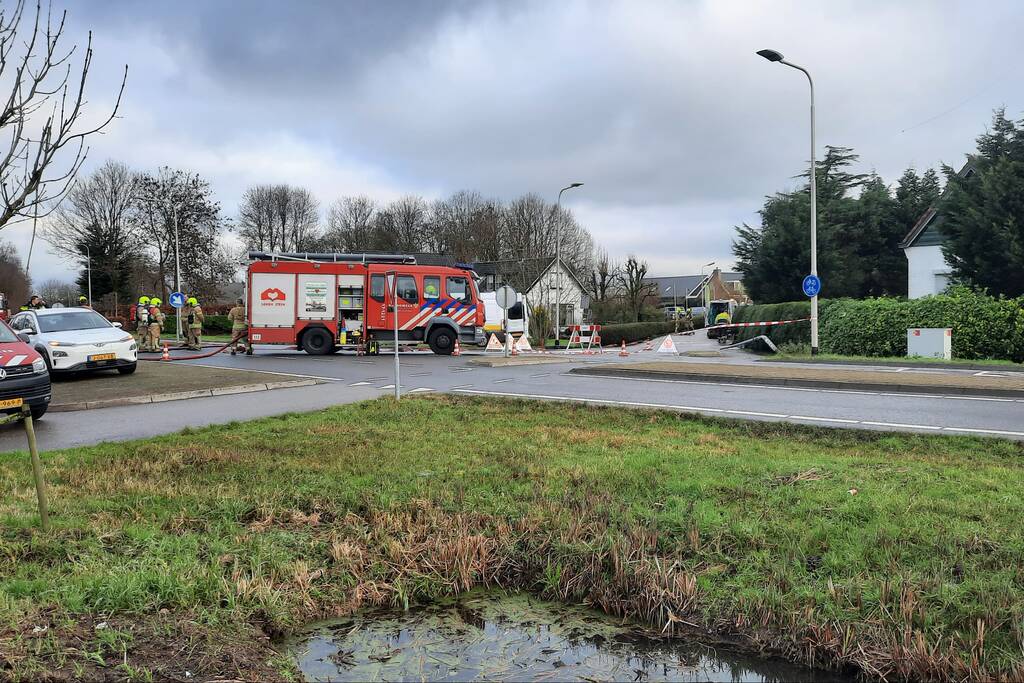 Straat afgezet door gaslek