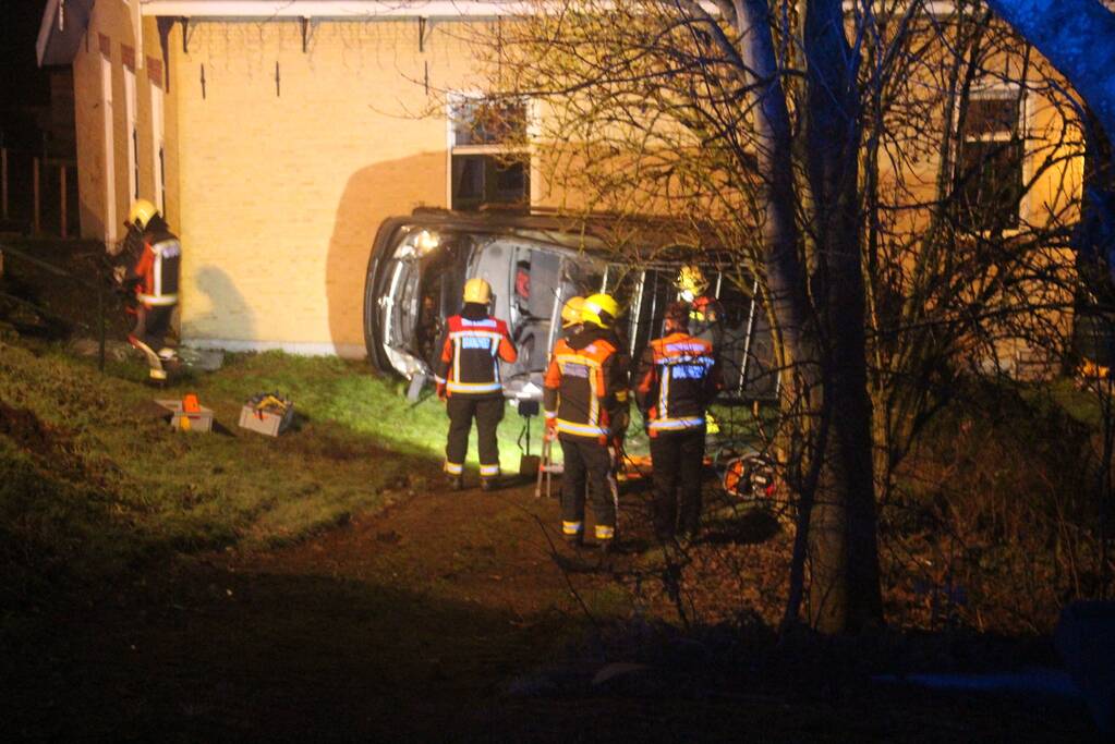 Bestuurder van dijk afgereden en tegen huis geknald