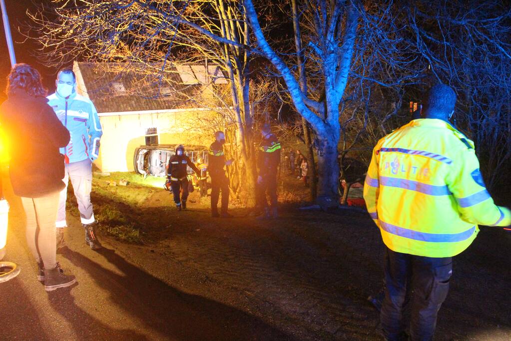 Bestuurder van dijk afgereden en tegen huis geknald