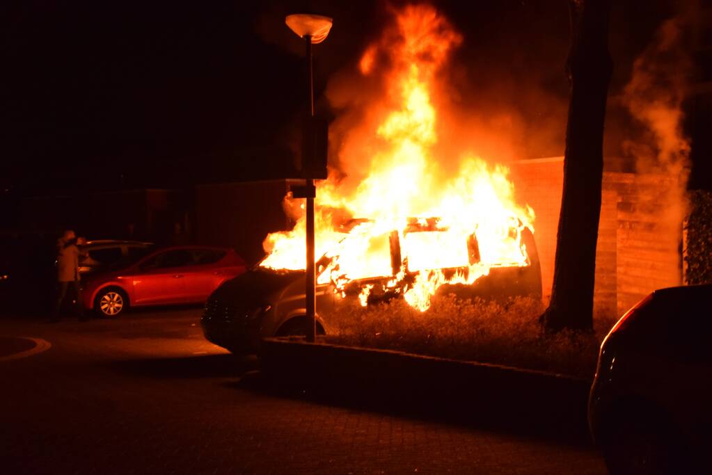Bestelbus volledig verwoest door brand