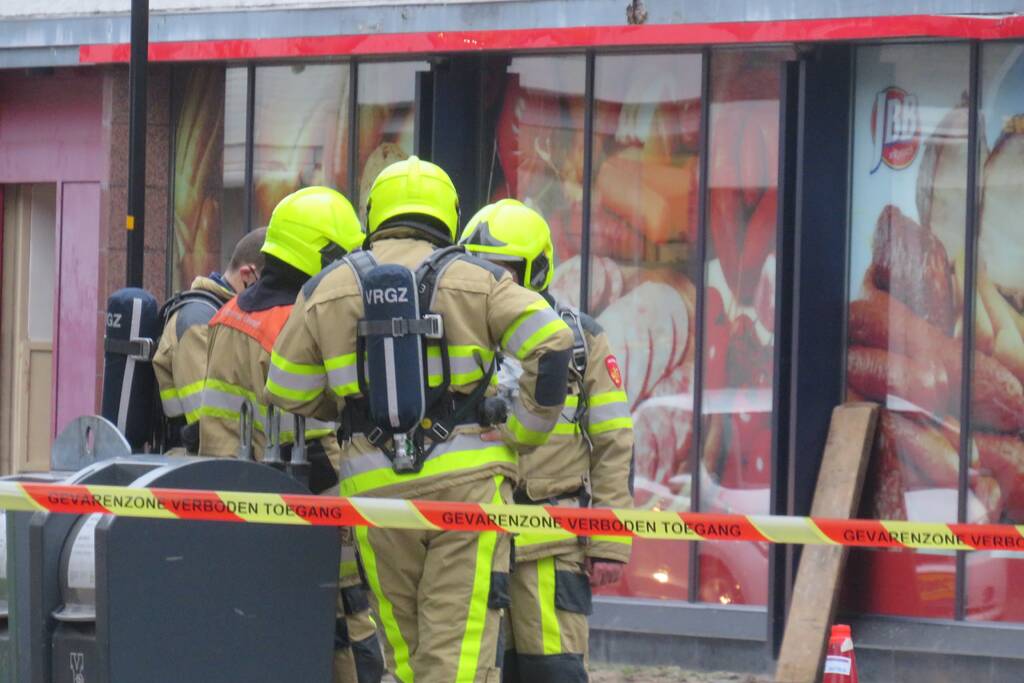 Gaslekkage in winkelstraat