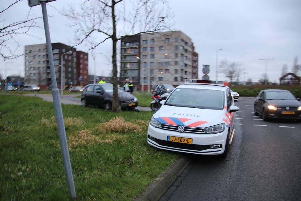 Auto tegen boom geparkeerd