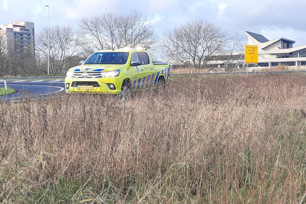Tesla belandt in sloot bij inhaalactie met vrachtwagen