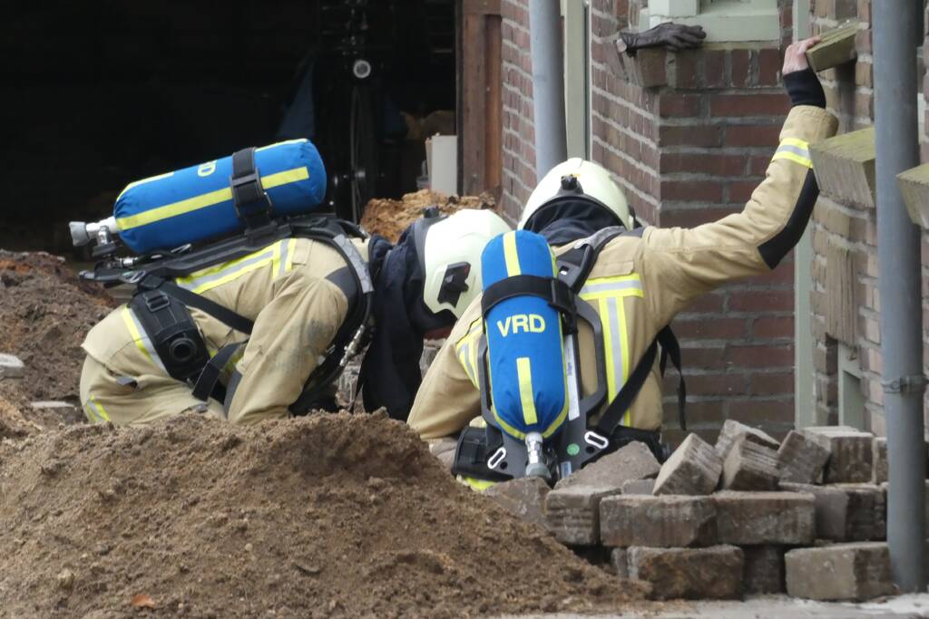 Gasleiding geraakt bij graafwerkzaamheden