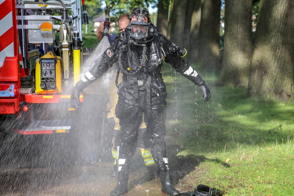 Auto op zijn kop in het water