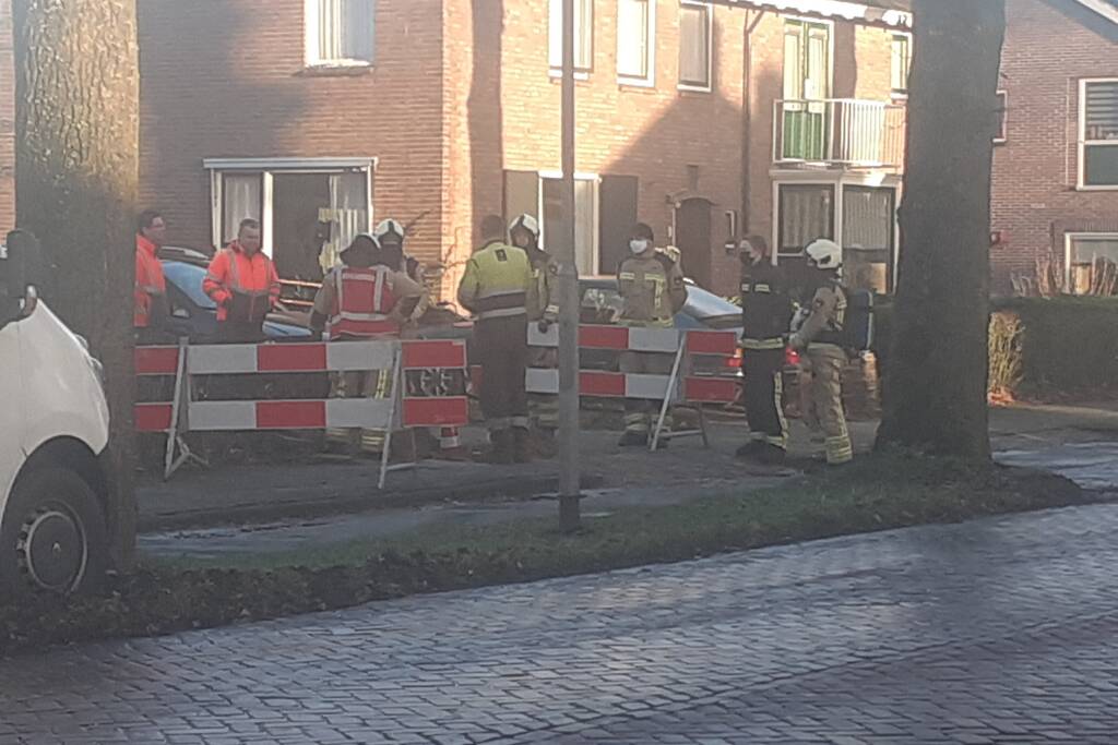 Gasleiding geraakt bij graafwerkzaamheden
