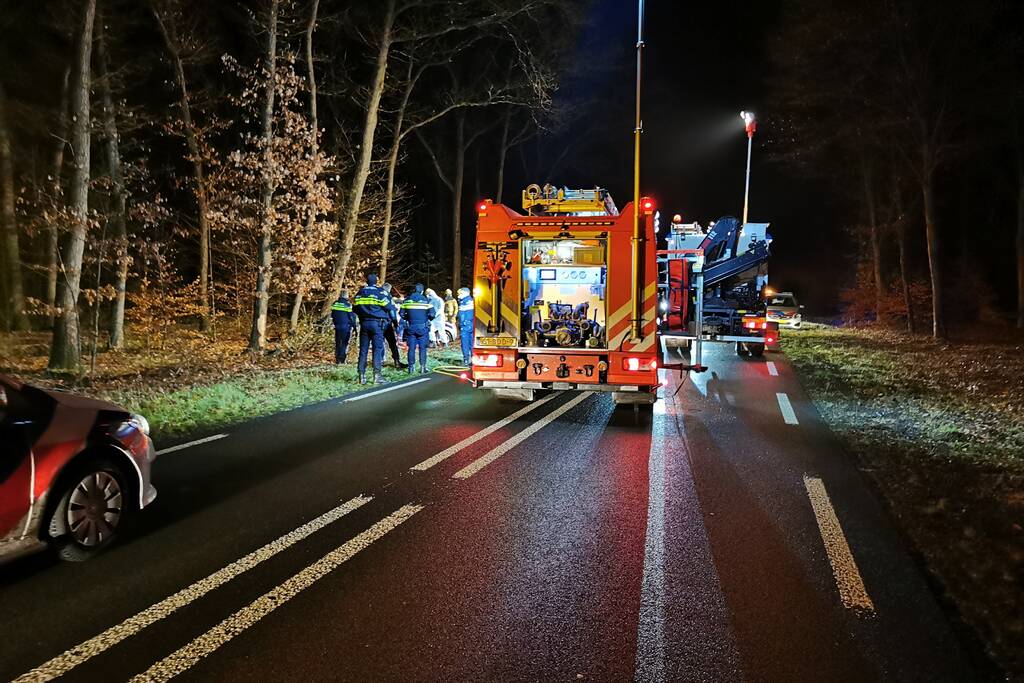Auto tegen boom geëindigd
