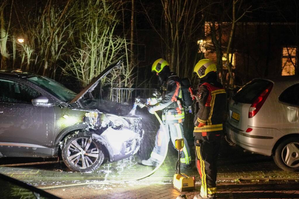 Geparkeerde auto vat vlam