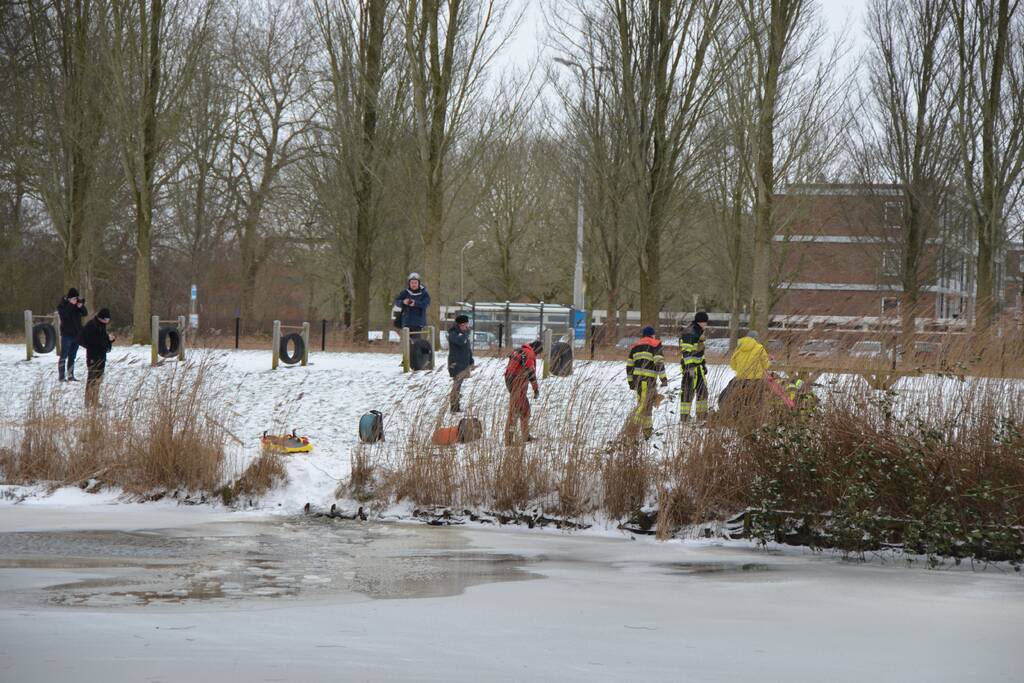 Hond door ijs gezakt