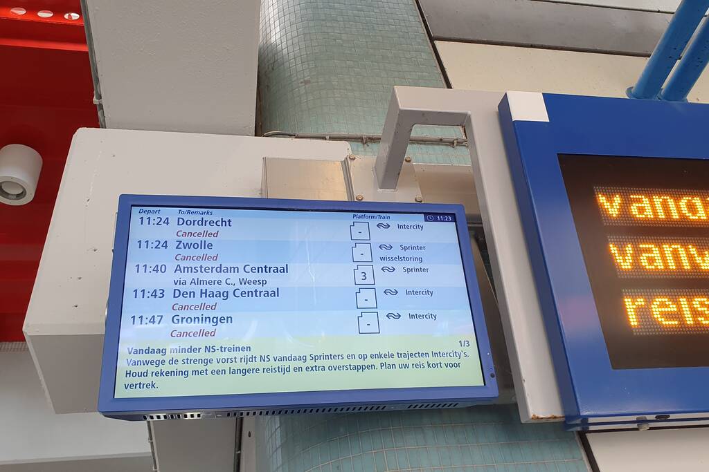 Minder treinen door wisselstoring