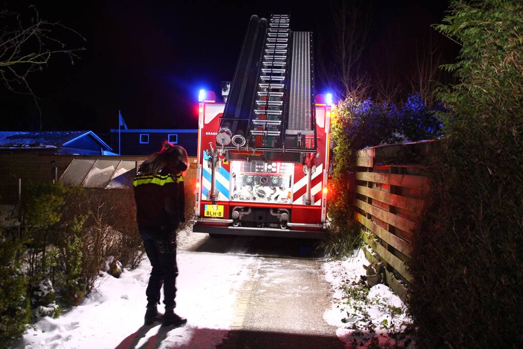 Kachel in brand in chalet