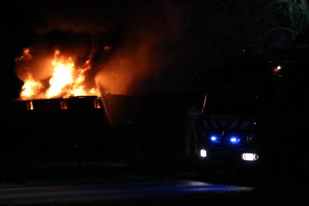 Uitslaande brand in schuur