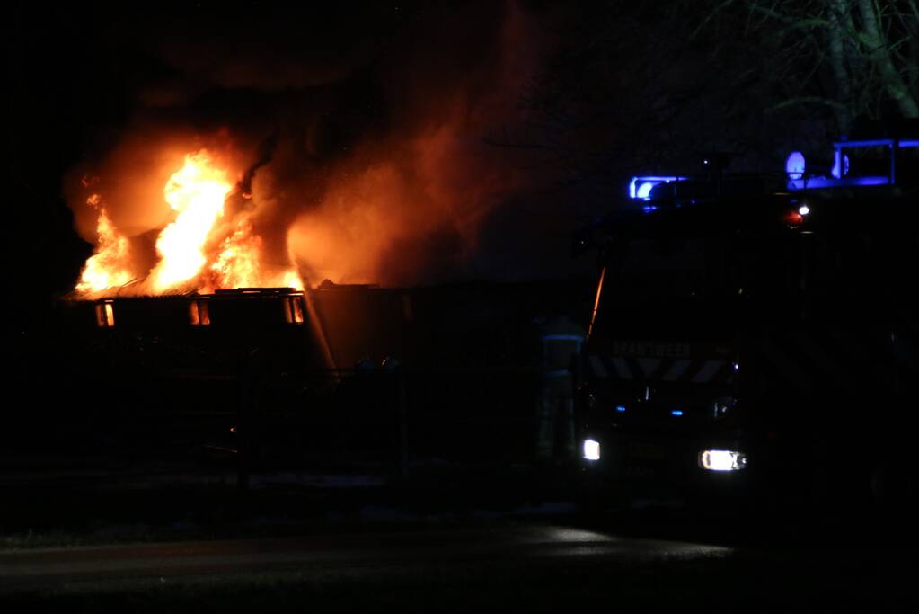 Uitslaande brand in schuur