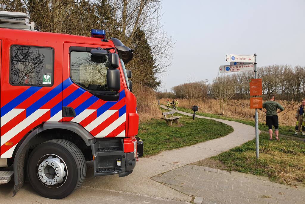 Brand in rietkraag wandelgebied