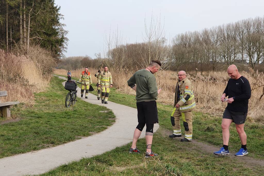 Brand in rietkraag wandelgebied