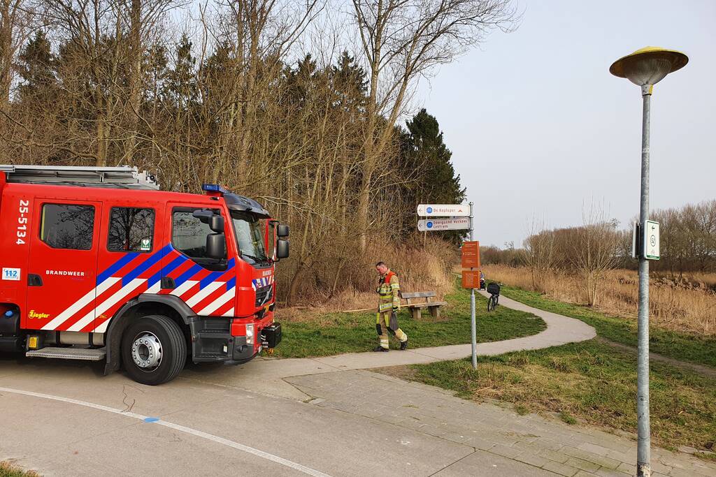 Brand in rietkraag wandelgebied