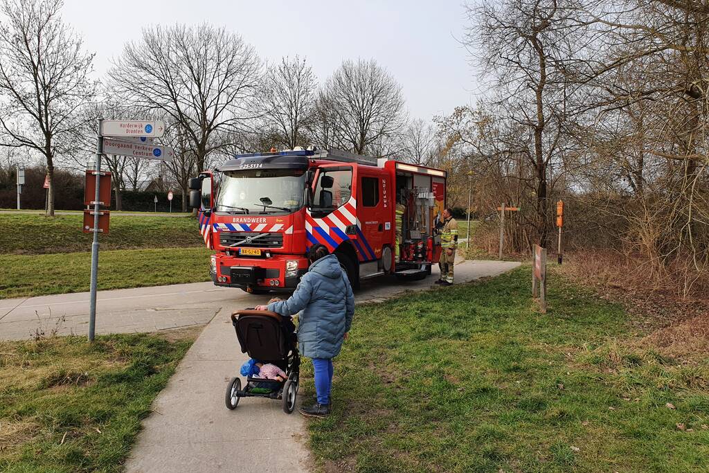Brand in rietkraag wandelgebied