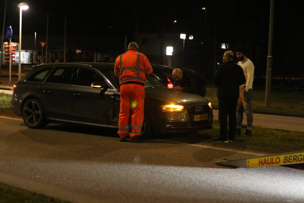Schade bij ongeval op rotonde