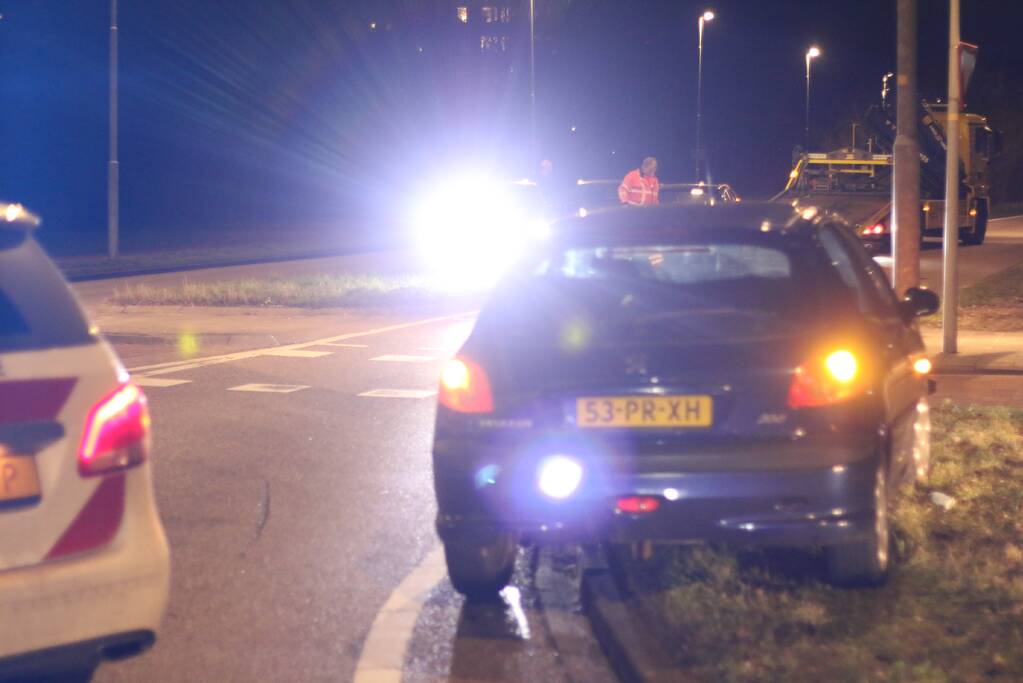 Schade bij ongeval op rotonde