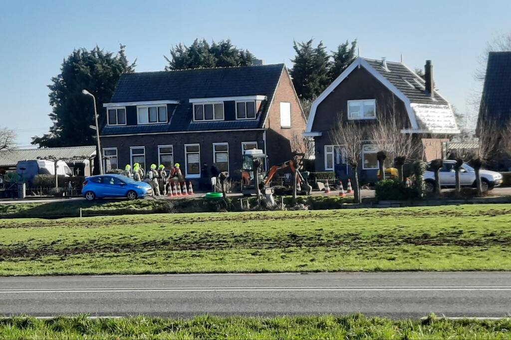 Gasleiding geraakt bij graafwerkzaamheden