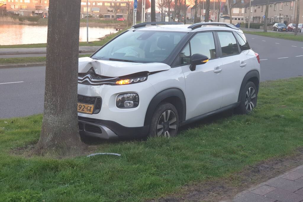 Personenauto komt tot stilstand tegen boom