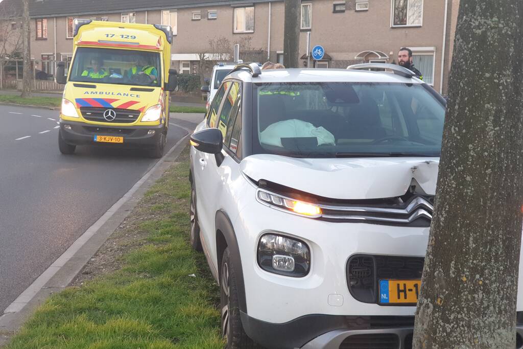 Personenauto komt tot stilstand tegen boom