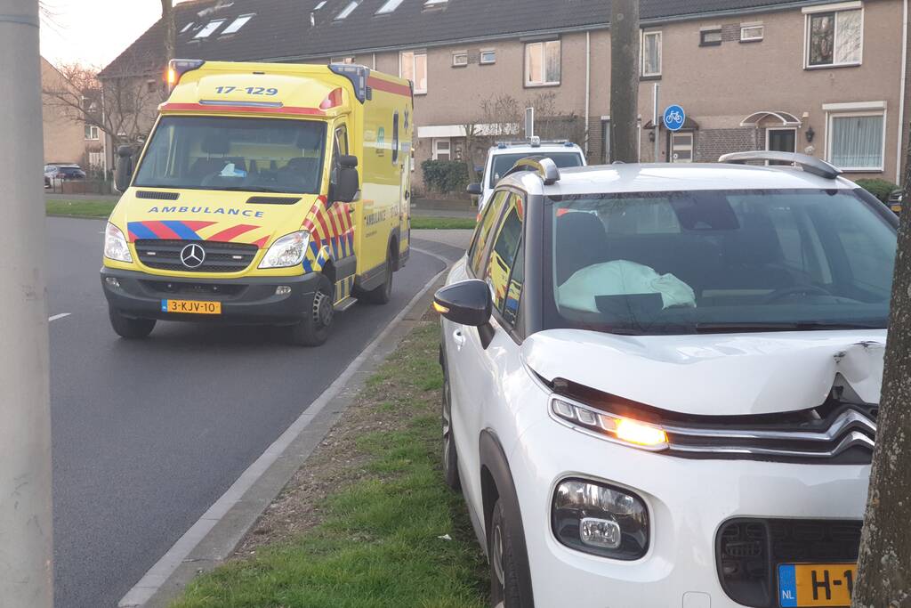 Personenauto komt tot stilstand tegen boom