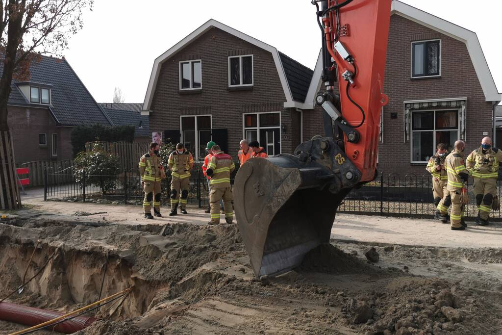 Gasleiding geraakt bij graafwerkzaamheden
