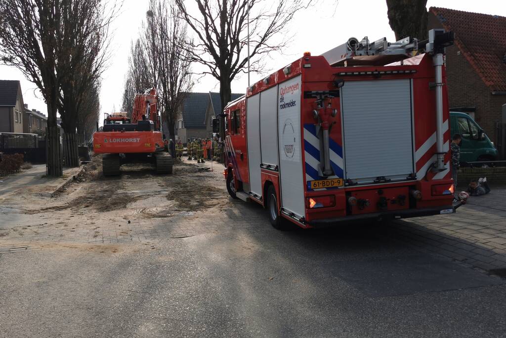 Gasleiding geraakt bij graafwerkzaamheden
