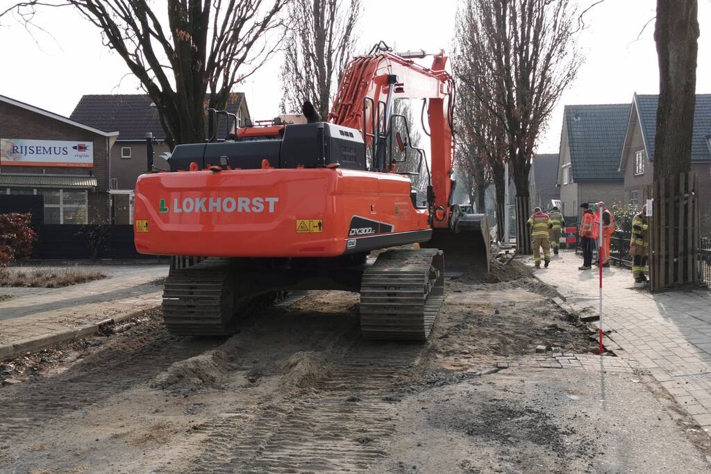 Gasleiding geraakt bij graafwerkzaamheden