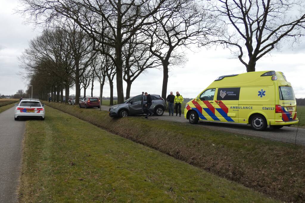 Auto tegen boom na uitwijkmanoeuvre