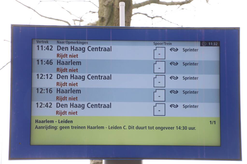 Geen treinverkeer tussen Leiden en Haarlem door spoorongeval