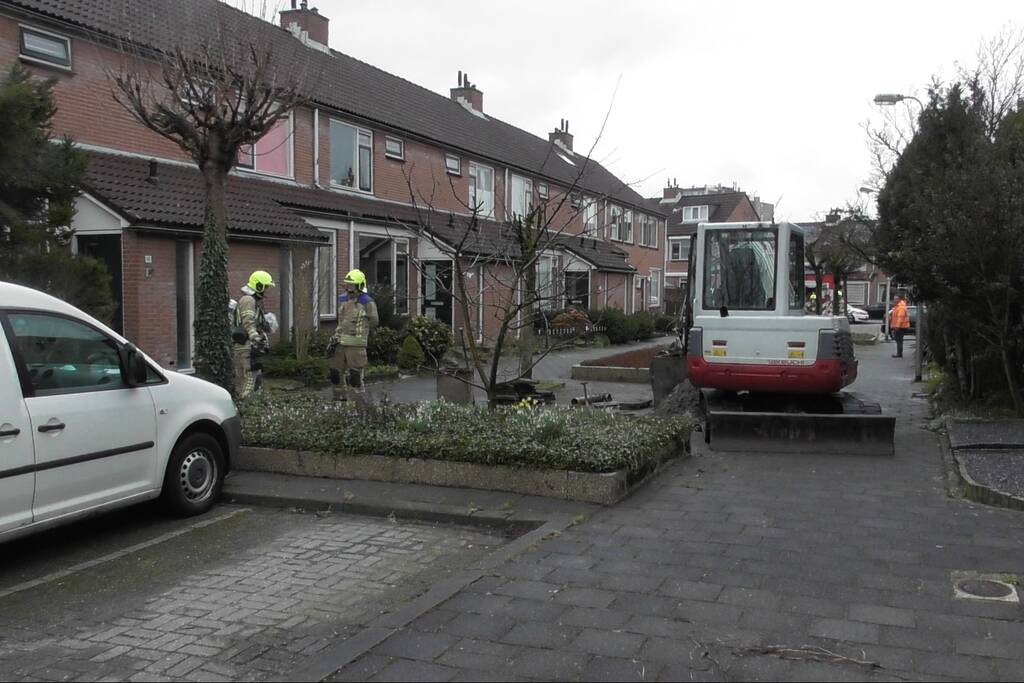 Gasleiding geraakt door graafwerkzaamheden