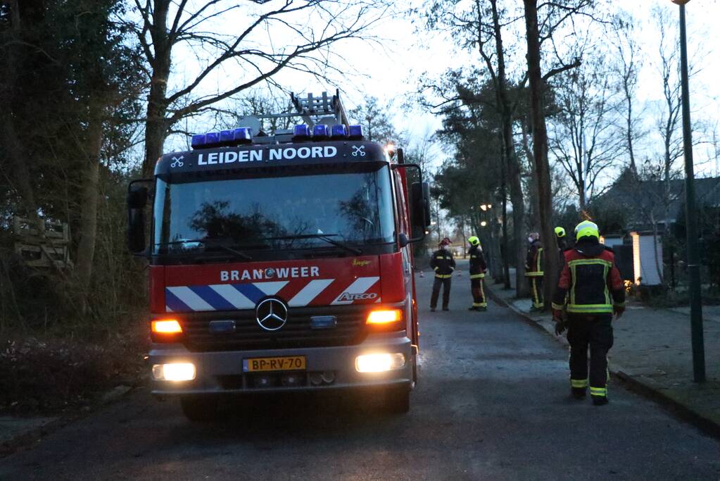 Brandweer zet boom vast met spanbanden