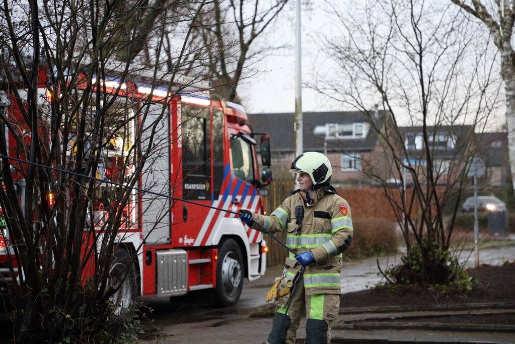 Brandweer zaagt omgevallen boom in stukken