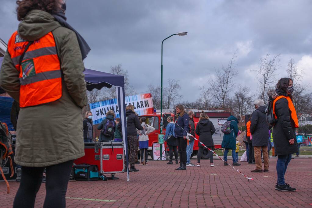 Klimaatdemonstratie bij Wagenwerkplaats