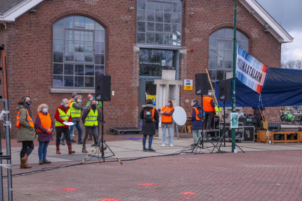 Klimaatdemonstratie bij Wagenwerkplaats